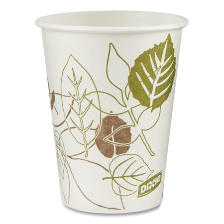 Dixie Pathways Paper Hot Cups, 8 oz, White/Green, 50PK 2338PATH